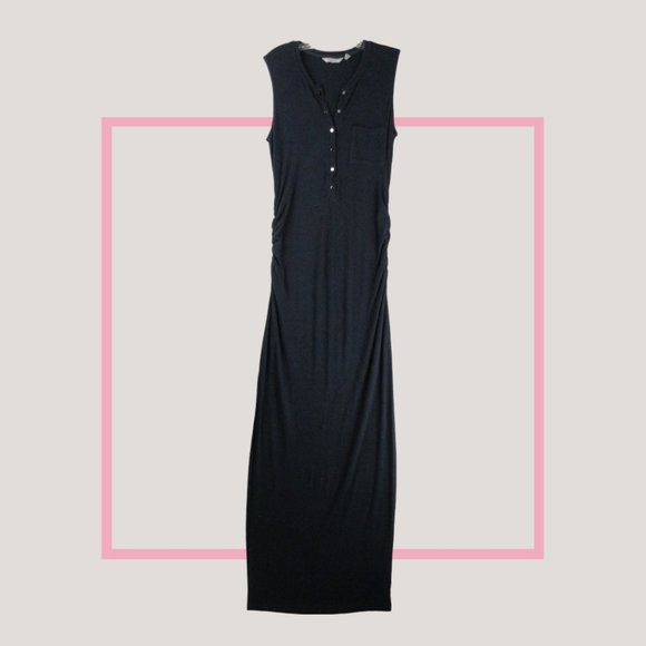 Athleta Dresses & Skirts - Athleta Navy Ribbed Henley Maxi Dress Size S Sleeveless